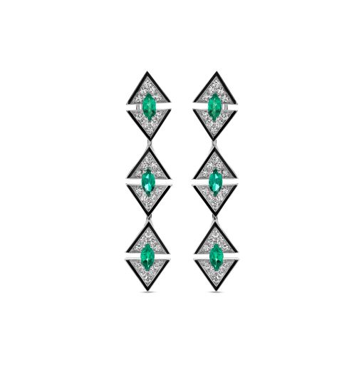 [JBS-NIA-N8811S]  JBS - Earrings with Diamonds & Emeralds