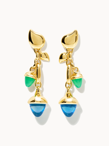 [E-M-d-2-Lag-yg]  Tamara Comolli - Earrings MIKADO Dangling 2 Acorns - 'Lagoon' 'Lagoon'