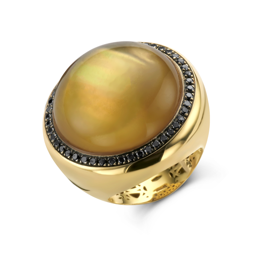  JBS - Ring Yellow Gold With Citrine and Black Diamonds