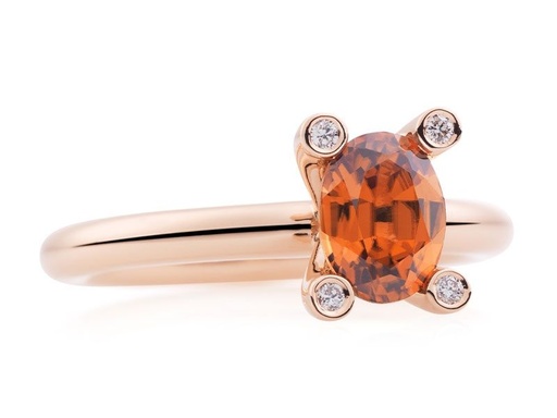 [8RR4819ZBBR]  Bron - Phlox Ring in Pink Gold with Brown Zircon