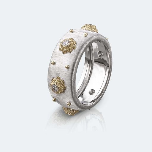 [JAUETE007005]  Buccellati - ring Macri white and yellow gold with diamonds