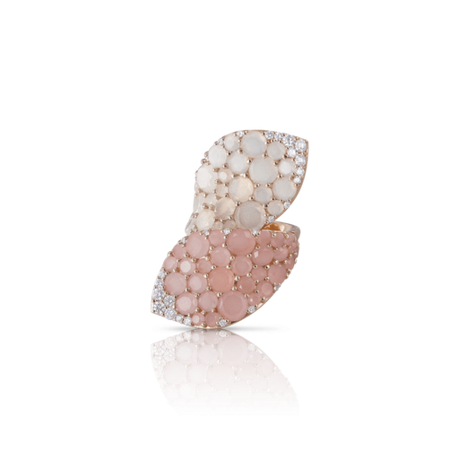 [15793R]  Pasquale Bruni - Lakshmi Ring in Pink Gold with Pink Chalcedony, Moonstone and Diamonds