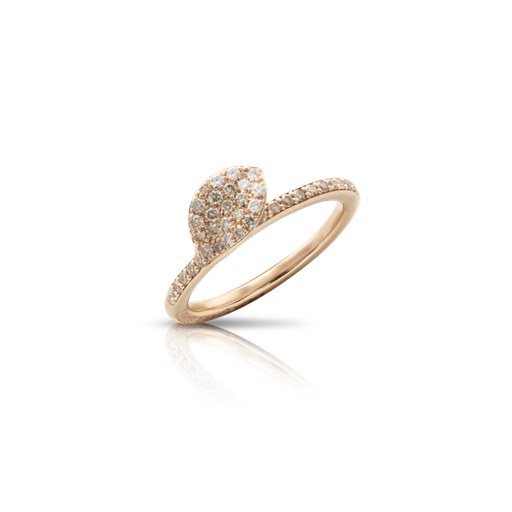 [15374R]  Pasquale Bruni - Petit Garden Single Leaf Ring in Pink Gold with White and Champagne Diamonds