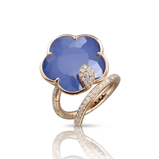 [15945R]  Pasquale Bruni - Joli Ring in Pink Gold with Blue Moon (White Agate and Lapis Lazuli Doublet), White and Champagne Diamonds