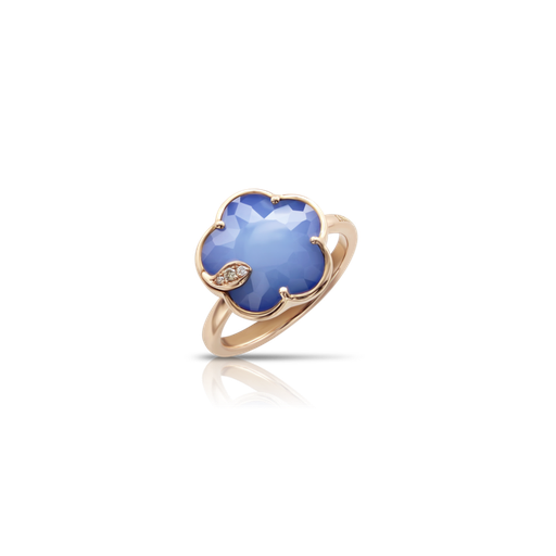 [16117R]  Pasquale Bruni - Petit Joli Ring in Pink Gold with Blue Moon (White Agate and Lapis Lazuli doublet), White and Champagne Diamonds