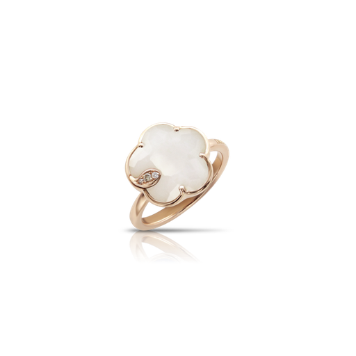 [16118R]  Pasquale Bruni - Petit Joli Ring in Pink Gold with White Agate, White and Champagne Diamonds