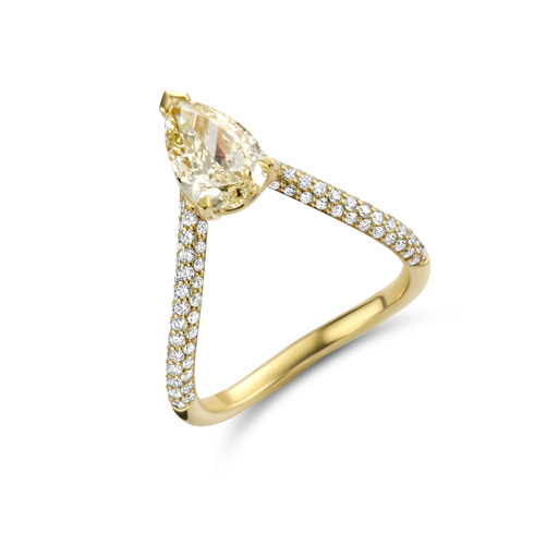 [JBS-MB-2341]  JBS - Solitaire Yellow Gold set with Pear Shape