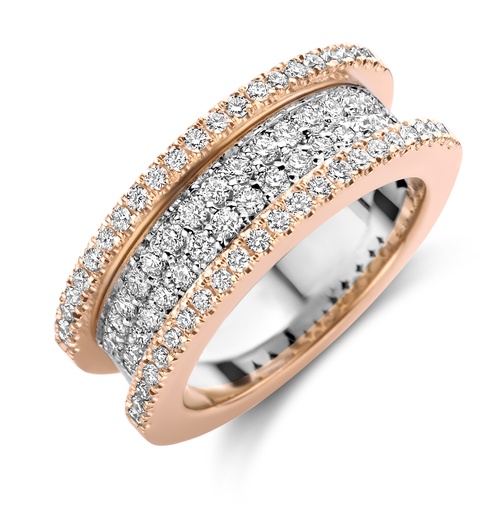 [SA0886]  Antonellis - Ring Red and White Gold set Pave