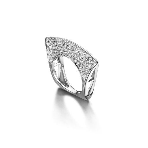 [BARE-LOTUSR-WW]  Dries Criel Jewelry - Lotus Ring in White Gold with Diamonds