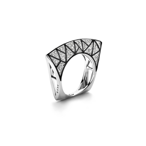 [BARE-LOTUSRCR-WB]  Dries Criel Jewelry - Lotus ring Black Enamel