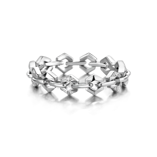 [BARE-BONDSM-WW50]  Dries Criel Jewelry - Bond Signature Mini Ring in White Gold with Diamonds