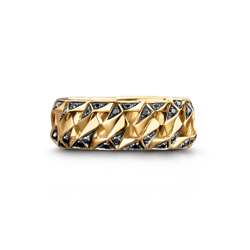 [BARE-BONDSR-YB]  Dries Criel Jewelry - Bond Signature Ring in yellow gold with Black Diamonds