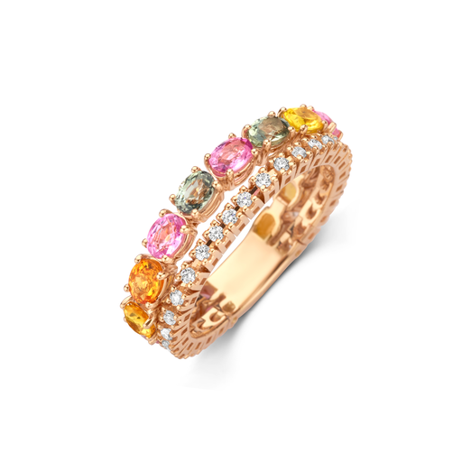 [JBS-LV-A10558/ZW-R]  JBS - Multicolor Saphire ring with Diamonds