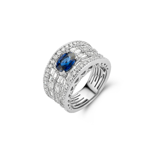 [JBS-DG-6254*OVZF]  JBS - Diamond Ring with Oval Sapphire
