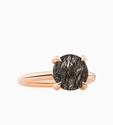 [8RR4783QBB]  Bron - Catch Ring with Black Rutile Quartz