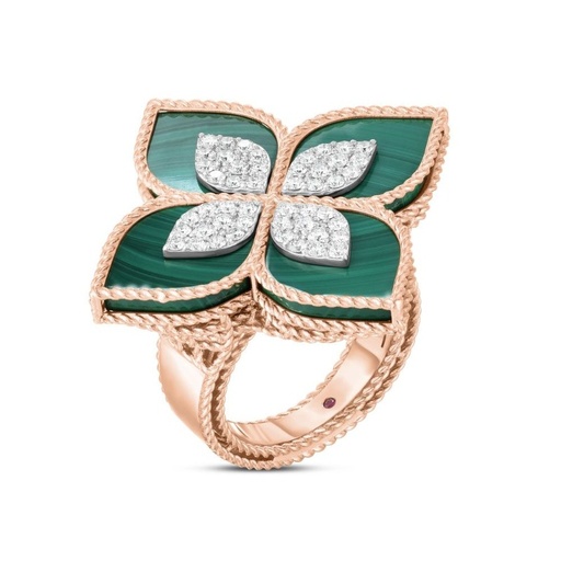 [ADV888RI1838_01]  Roberto Coin - Malachite Princess Flower ring