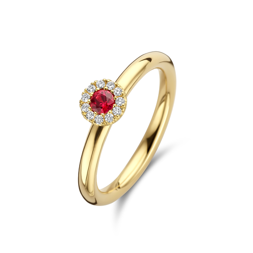 [JBS-MB-2/1235]  JBS - Yellow gold solitaire with ruby and diamonds