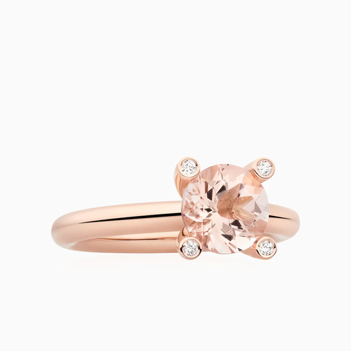 [8RR4531RBBR]  Bron - Phlox Ring in Pink Gold with Pink Beryl & Diamonds