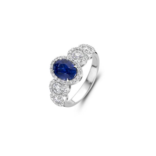 [JBS-MB-FD2/4100]  JBS - White gold ring with blue sapphire and diamonds