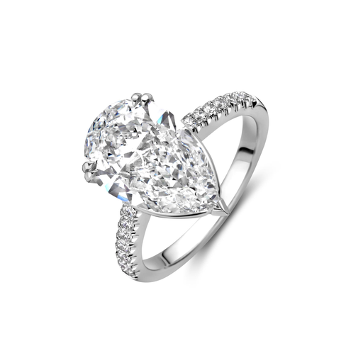[JBS-MB-2/3868]  JBS - Platinum solitaire ring with pear shape