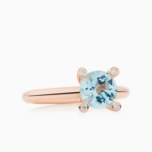 [8RR4531BTBR]  Bron - Phlox Ring in Pink Gold with Blue Topaz