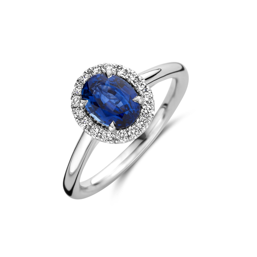 [JBS-MB-FD2/2705]  JBS - Whitegold ring with saphire and diamonds